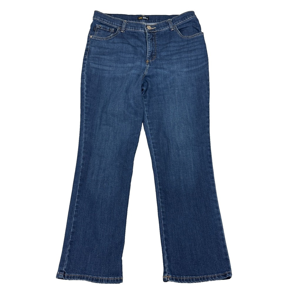 Lee Womens Jeans Size 12S Classic Fit Straight Leg Dark Wash Stretch Denim